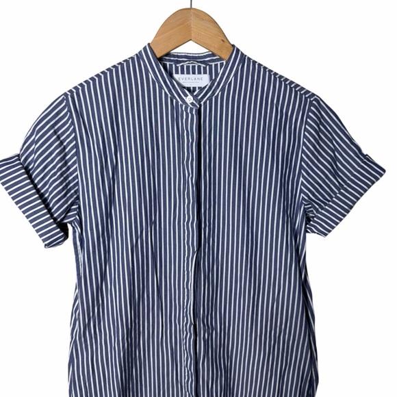 Everlane Striped Collarless Shirt Dress Size 2 - Picture 6 of 10